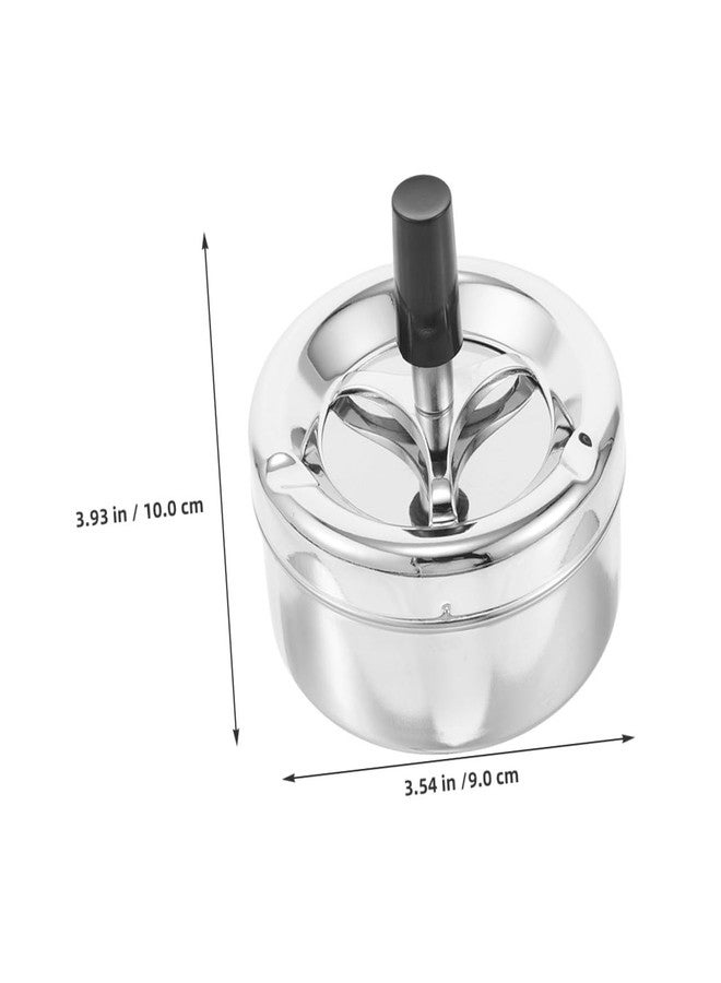 MUCKLILY 2pcs Metal Ashtray with Push-down Spinning Lid Windproof Smokeless Round Design for Home Office Patio Wear-resistant Construction Precision Rotation Mechanism Decorative Indoor - Image 2